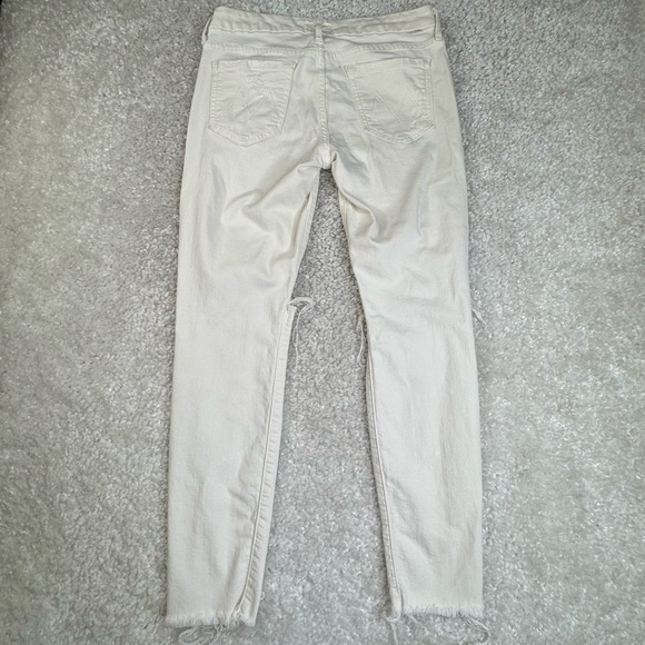 Mother Denim White Distressed Ankle Fray Looker Skinny Jeans stretchy sz 29 - Picture 4 of 16